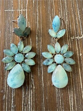 Aqua Flower Drop Earrings - Women Jewelry